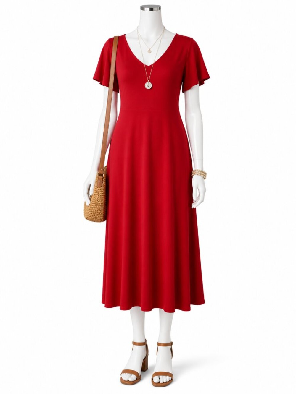Nemidor Red Maxi Dress Size 16 | Never Worn | Flowy w/ Pockets